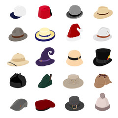 Man and woman hats. Cartoon hat and cap headdress vector