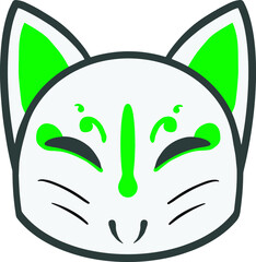 white cat green mask