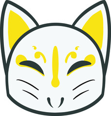 white cat yellow mask