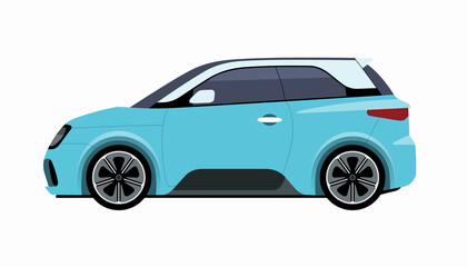 Modern subcompact city car. Side view of a micro car. Vector car icon for road traffic and transportation illustrations.