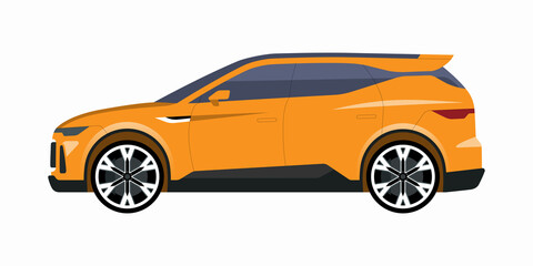 Fototapeta na wymiar Modern SUV car. Side view of a crossover vehicle. Vector car icon for road traffic and transportation illustrations.