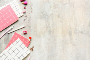 Stationery supplies on grunge background