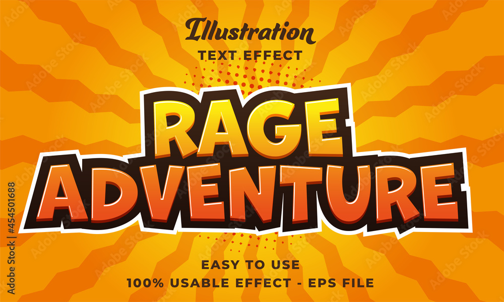 Poster editable rage adventure vector text effect with modern style