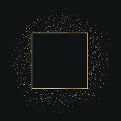 Golden glitter textures on dark background. Abstract background with golden confetti particles