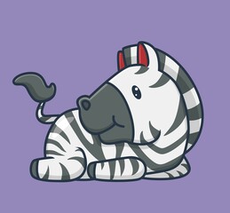 cute calm zebra. cartoon animal nature concept Isolated illustration. Flat Style suitable for Sticker Icon Design Premium Logo vector. Mascot Character