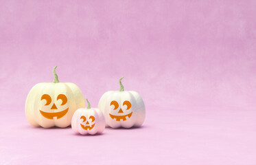 Halloween pumpkins decoration with pastel color. Halloween background. 3d rendering.