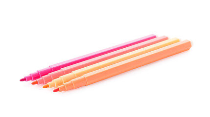 Colorful felt tip pens on white background