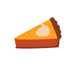 Hand drawn illustration of a pumpkin slice pie