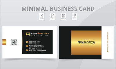 Obraz premium Luxury style business card ready to print stationery design. Clean modern elegant personal visiting cards print templates with company logo & photo.