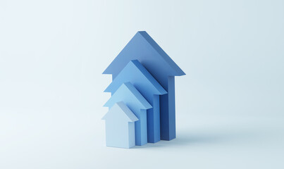 Blue stair step to growth success, 3d render, progress way and forward achievement creative concept, copy space.