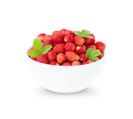 The bowl of strawberries isolated on a white background	
