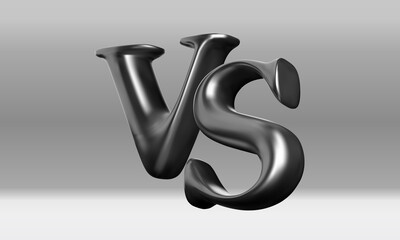 Black 3d versus battle headline with shadow. Competitions between contestants, fighters or teams. Vector illustration