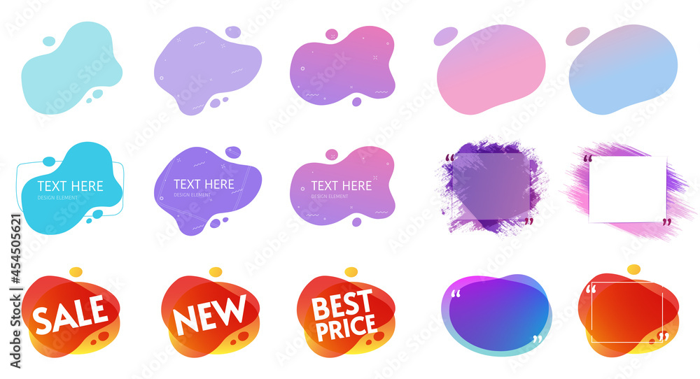 Poster fluid shapes liquid design vector and gradient splash graphics for quotes copy space frames template