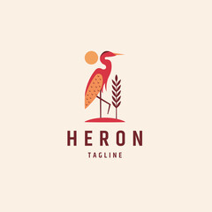 Obraz premium Heron or stork logo icon design template flat vector