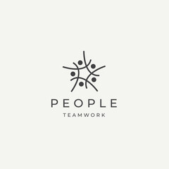 People community team work diversity logo icon design template flat vector illustration