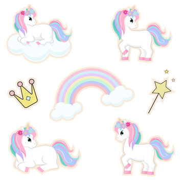 Unicorn stickers vector image