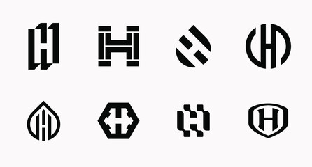 letter H logo type template set