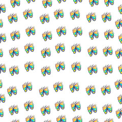 beautiful small butterflies illustration on white background. seamless pattern. colorful butterfly. hand drawn vector. doodle art for wallpaper, wrapping paper and gift, fashion, fabric, backdrop. 