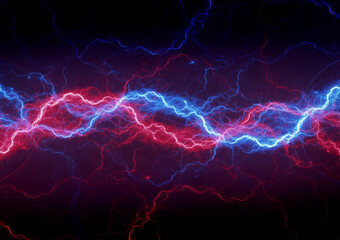 Naklejka premium Abstract electrical lightning, red and blue plasma