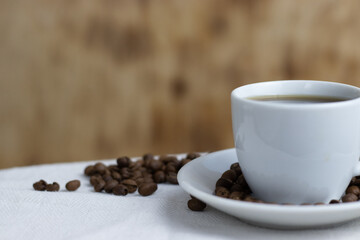 Black coffee in a white cup.