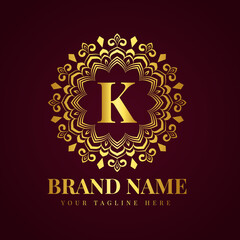 Gold color luxury letter k brand logo design template