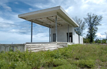 Unfinished precast concrete beach house