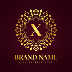 Gold color luxury letter x brand logo design template