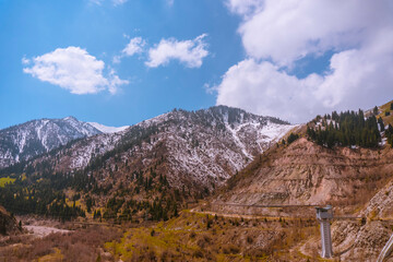 The Caucasus Mountain Range is a nature reserve, the city of Sochi. Snowy mountains. winter, mountain resort