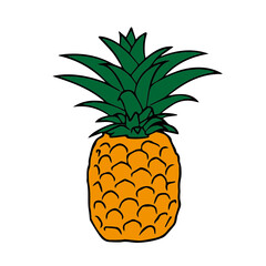 Pineapple Fruit Line Art Colour Sketch Creature Animal Outline Silhouette Design Element Art SVG EPS Logo PNG Vector Clipart Cutting Cut Cricut

