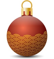 黄色の青海波パターンにオレンジ地のクリスマスオーナメント