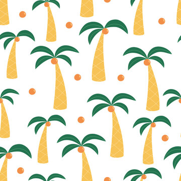 Seamless pattern with palm trees. Vector tropical illustration