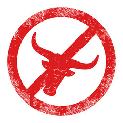 Obraz premium No beef meat icon with scratched effect. Isolated vector no beef meat icon image with scratched rubber texture on a white background.