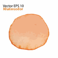 Vector Watercolor Brush Stroke Splash Circle. Handmade design element in orange color. Hand Painted watercolour Dot
