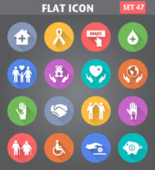 Vector application Charity and Relief Work Icons set