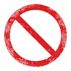 Restricted icon with scratched effect. Isolated vector restricted icon image with corroded rubber texture on a white background.