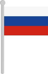 Vector illustration of the flag of Russia on a pole