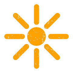 Sunshine icon with scratched effect. Isolated vector sunshine icon image with scratched rubber texture on a white background.