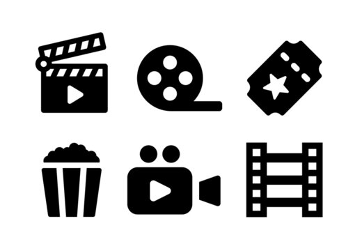 Cinema icons set vector illustration. Contains such icon as film, movie, video, popcorn and filmstrip.