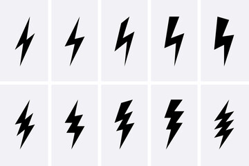 Lightning bolt and thunderbolts Icons set