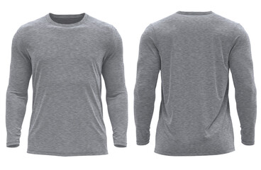 3D Rendered Men's Long sleeve Round neck Muscle T-shirt Gray melange , Sport tshirt, athlatic tshirt
