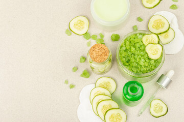 Homemade cosmetics with cucumber. Detoxification skin vegetable masks