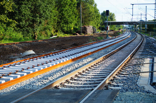 Railway construction site in Frankfurt, Germany