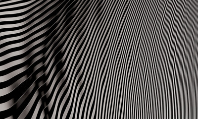 3D abstract black and white metal background.