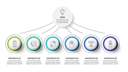 Creative concept for infographic with 6 steps, options, parts or processes. Business data visualization.
