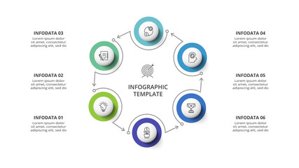 Creative concept for infographic with 6 steps, options, parts or processes. Business data visualization.