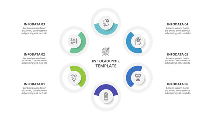 Creative concept for infographic with 6 steps, options, parts or processes. Business data visualization.
