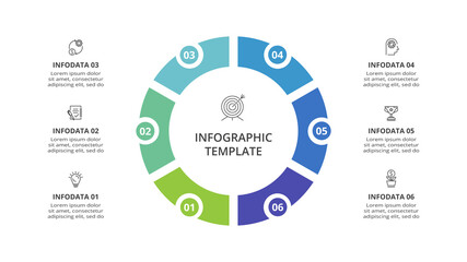 Creative concept for infographic with 6 steps, options, parts or processes. Business data visualization.