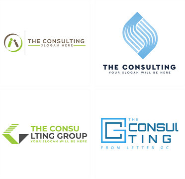 The consulting with icon people and letter G logo design