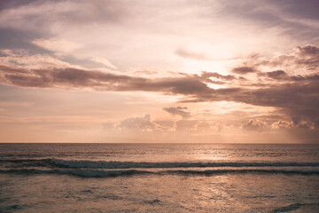 sunset on the beach.Landscape sunset or sunrise light of nature cloudscape sky.
