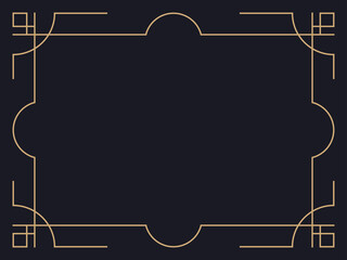 Art deco frame. Vintage linear border. Design a template for invitations, leaflets and greeting cards. Geometric golden frame. The style of the 1920s - 1930s. Vector illustration